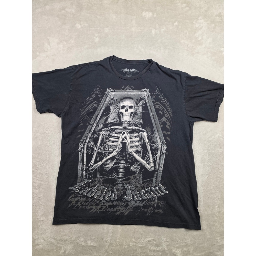 Labeled‎ Insane T-Shirt Mens XL Black Skeleton Coffin Graphic Grunge Y2K *Read